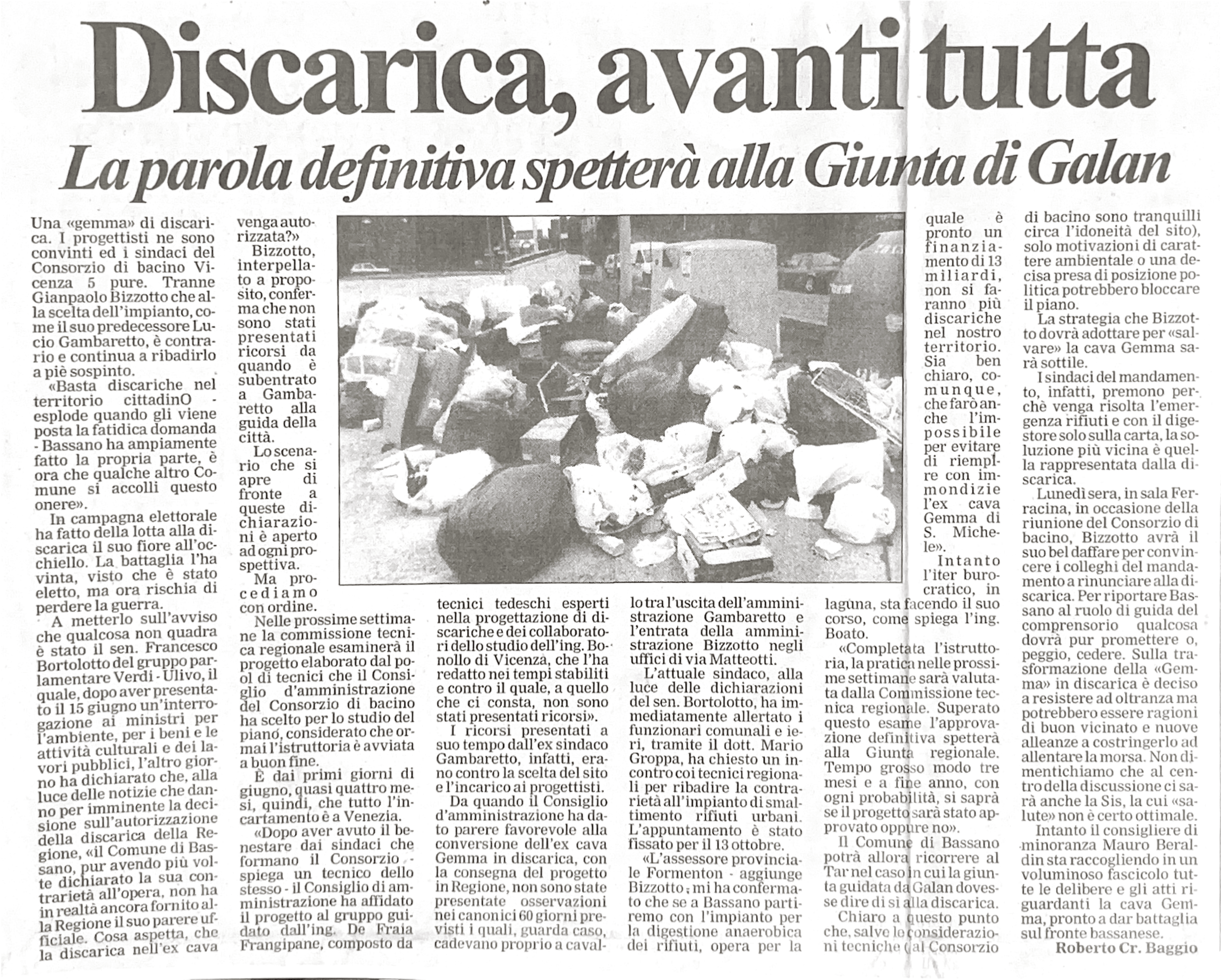 Estratto giornalistico della stagione delle cave.